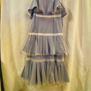 Designer Prabal Gurung Striped Tiered Ruffle Dress